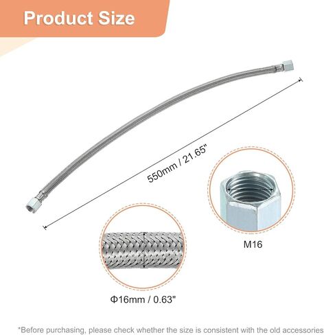 أنبوب عادم ضاغط الهواء Uxcell ، 5/8 "Thread DIA 22" طول ضغط الضاغط خرطوم الفولاذ المقاوم للصدأ خرطوم هواء ضاغط ضاغط أجهزة أجهزة قطع الغيار (الفم المسطح) in Saudi Arabia
