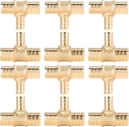 PEX تقليل TEE 3/4 "× 3/4" × 1/2 "، نحاس لا حديد من أجل تجعيد أو cinch ، PEX-B متوافق ، 12 حزمة in Kuwait