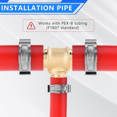 PEX تقليل TEE 3/4 "× 3/4" × 1/2 "، نحاس لا حديد من أجل تجعيد أو cinch ، PEX-B متوافق ، 12 حزمة in Kuwait