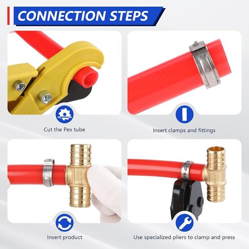PEX تقليل TEE 3/4 "× 3/4" × 1/2 "، نحاس لا حديد من أجل تجعيد أو cinch ، PEX-B متوافق ، 12 حزمة in Kuwait