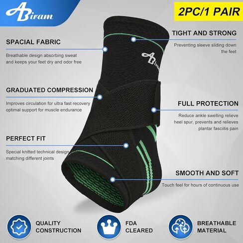 ABIRAM Ankle Brace Compression Sleeve with Adjustable Support Strap in Saudi Arabia