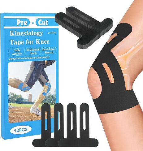 12PCS Precut Kinesiology Tape for Knees | Athletic Tape | Original Cotton & Elastic Kinesiology Athletic Tape – Knee Support & Stability & Pain Relief | Latex-Free | Breathable & Waterproof 3Colors in Saudi Arabia