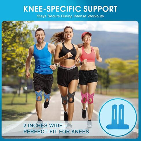 12PCS Precut Kinesiology Tape for Knees | Athletic Tape | Original Cotton & Elastic Kinesiology Athletic Tape – Knee Support & Stability & Pain Relief | Latex-Free | Breathable & Waterproof 3Colors in Saudi Arabia