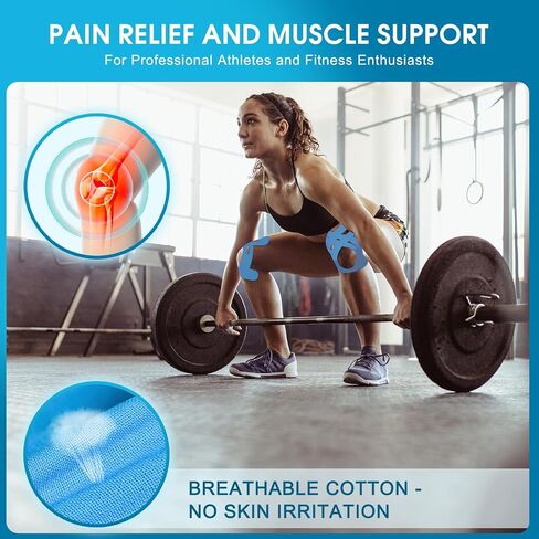 12PCS Precut Kinesiology Tape for Knees | Athletic Tape | Original Cotton & Elastic Kinesiology Athletic Tape – Knee Support & Stability & Pain Relief | Latex-Free | Breathable & Waterproof 3Colors in Saudi Arabia