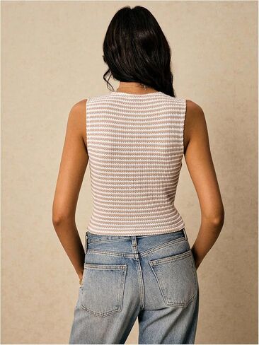 MakeMeChic Women's Metal Floral Vest Tops V Neck Knit Split Sleeveless Crop Sweater Vests in Saudi Arabia