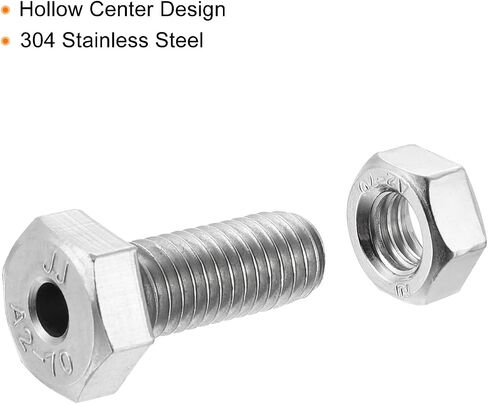 MECCANIXITY M8x30mm Hollow Screw Bolts External Hexagon Fasteners with Nuts, 304 Stainless Steel Pack of 2 in Saudi Arabia