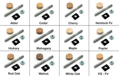 Stair Handrail Bolt Kit - Includes Rail Bolts (3 1/2" x 5/16"), Shoulder Nuts, Plastic Curved Washers, and 1" Tapered Hardwood Plugs, Handrail Fitting Hardware (Poplar, Set of 10) in Saudi Arabia