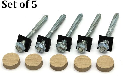 Stair Handrail Bolt Kit - Includes Rail Bolts (3 1/2" x 5/16"), Shoulder Nuts, Plastic Curved Washers, and 1" Tapered Hardwood Plugs, Handrail Fitting Hardware (Poplar, Set of 10) in Saudi Arabia