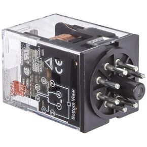 Omron MKS2P AC24 General Purpose Relay with Mechandical Indicator, Basic Model Type, Plug-In Terminal, Standard Internal Connections, Double Pole Double Throw Contacts, 110 mA at 50 and 96.3 mA at 60 Hz Rated Load Current, 24 VAC Rated Load Voltage in Kuwait