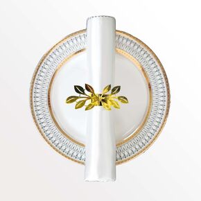100 Pack Reflective Golden Napkin Rings Elegant Lase Cut Leaf Buckle Disposable Napkin Holder for Wedding Party Dinner Table Décor in Saudi Arabia