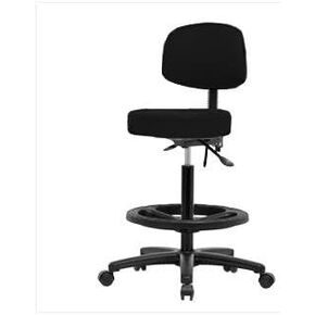 توماس VHBST-RG-T1-BF-RC-C8605 براز ارتفاع مقعد مع الظهر وقاعدة النايلون الأسود ، مع إمالة ، حلقة القدم السوداء ، العجلات in Saudi Arabia
