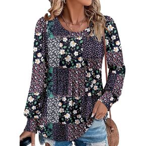 BETTE BOUTIK Long Sleeve Shirts for Women Fall Tops Dressy Blouses Crewneck Tunic Tops for Leggings S-3XL in Kuwait