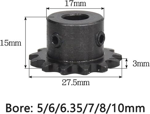 ترس محرك الصلب 1PC 12T 04C تروس السلسلة 45# الصلب 12 أسنان الدافع الصناعي حملة العجلة الحجم 5 6 6.35 7 8 10 12mm (6mm) in Kuwait