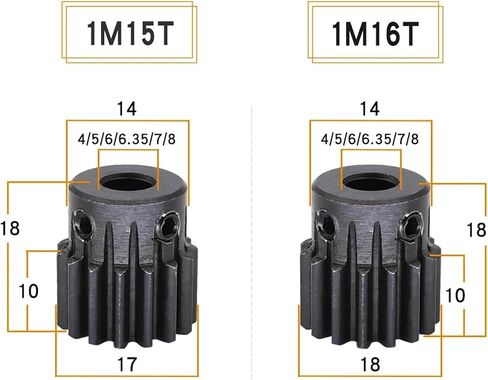 Steel Motor Drive Gear 15T/16Teeth 1M Small Gear 1 Mod Spur Gear 1 Motor Mini Gear Pinion 45# Steel Bore Size 4-16 Mm Transmission Accessories Part(8mm-15 Teeth) in Saudi Arabia
