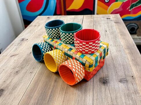 حلقات منديل مصنوعة يدويًا - مجموعة من 6 -Napkin حامل - زخارف المزرعة - حلقات منديل المشي - لوحات من المنديل - ديكور الطاولة الطبيعية in Kuwait