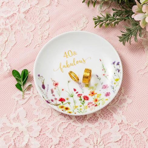 Crisky 80 Fabulous Jewelry Ring Dish for Women 80th Birthday Gifts Idea for 80 Year Old Gifts for Her Friend Sister Wife Mom Aunt Female Coworkers in Saudi Arabia