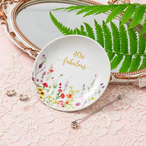 Crisky 80 Fabulous Jewelry Ring Dish for Women 80th Birthday Gifts Idea for 80 Year Old Gifts for Her Friend Sister Wife Mom Aunt Female Coworkers in Saudi Arabia