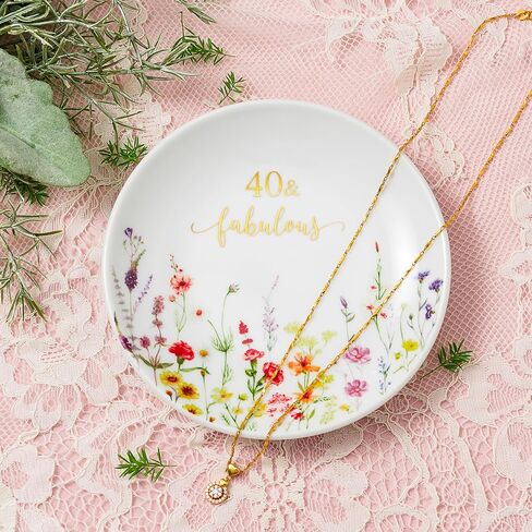 Crisky 80 Fabulous Jewelry Ring Dish for Women 80th Birthday Gifts Idea for 80 Year Old Gifts for Her Friend Sister Wife Mom Aunt Female Coworkers in Saudi Arabia