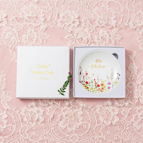 Crisky 80 Fabulous Jewelry Ring Dish for Women 80th Birthday Gifts Idea for 80 Year Old Gifts for Her Friend Sister Wife Mom Aunt Female Coworkers in Saudi Arabia