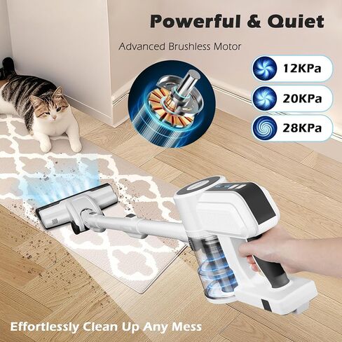 Purkinn Cordless Vacuum مع 200W محرك بدون فرش ، 28000PA شفط قوي ، 3 أوضاع ، فراغ خفيف الوزن باليد للمنزل ، الأرضية الصلبة ، السجاد ، B8 in Saudi Arabia