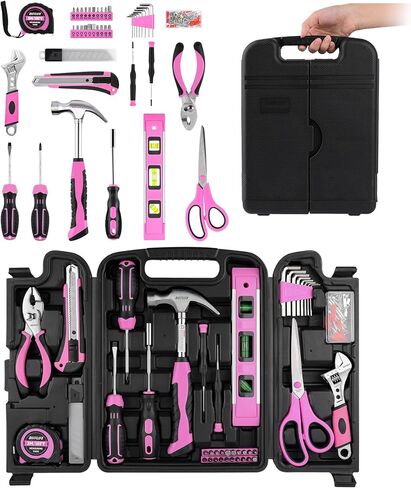 Tool Set Pink-40 Piece - General Household Hand Tool Kit with Plastic Toolbox Storage Case(Pink) in Saudi Arabia