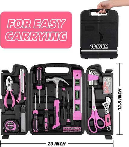 Tool Set Pink-40 Piece - General Household Hand Tool Kit with Plastic Toolbox Storage Case(Pink) in Saudi Arabia
