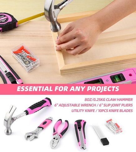 Tool Set Pink-40 Piece - General Household Hand Tool Kit with Plastic Toolbox Storage Case(Pink) in Saudi Arabia