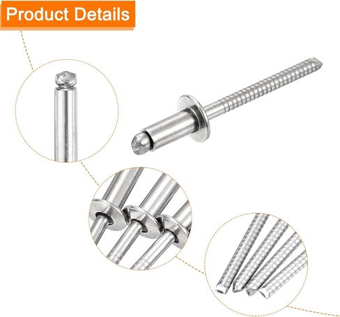 UXCELL 15PCS 3/16 "x3/8" 304 مسامير قبة من الفولاذ المقاوم للصدأ ، من النوع المفتوح من النوع الأعمى ل DIY ، الصفائح المعدنية ، إصلاحات السيارات ، الأثاث ، القوارب ، أعمال القناة (الفضة) in Saudi Arabia