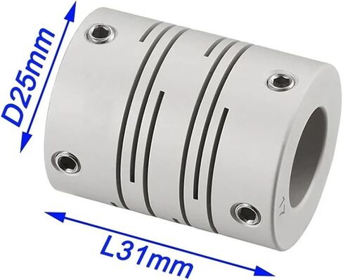 D25L31 CI Parallel Line Coupling D25L31 6/6.35/7/8/12mm Aluminum Alloy 3D Printer Coupling Groove Type Elastic Screw Coupling 1Pcs(6x6) in Saudi Arabia