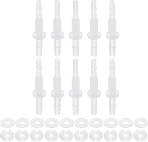 UXCELL 10PCS خرطوم البلاستيك تركيب بارب ، 3/16 "× 1/4" محول الحاجز موصل أنابيب مينر ميندر مع M8 NUT و GASHER لوقود مياه الهواء السمكية in Saudi Arabia