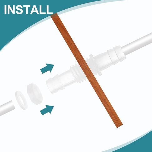 UXCELL 10PCS خرطوم البلاستيك تركيب بارب ، 3/16 "× 1/4" محول الحاجز موصل أنابيب مينر ميندر مع M8 NUT و GASHER لوقود مياه الهواء السمكية in Saudi Arabia