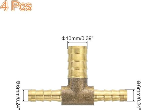 uxcell 4 Pcs Brass Hose Barb Fitting Tee 3 Way Connector Coupler, 9/16"x3/8"x9/16" ID Brass Fitting Air Hose Fittings Reducer for Connecting Water Fuel Air, Oil Hoses in Saudi Arabia