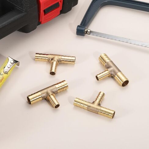 uxcell 4 Pcs Brass Hose Barb Fitting Tee 3 Way Connector Coupler, 9/16"x3/8"x9/16" ID Brass Fitting Air Hose Fittings Reducer for Connecting Water Fuel Air, Oil Hoses in Saudi Arabia