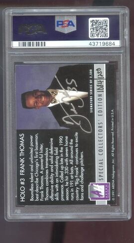 1991 Arena Holograms Frank Thomas Auto Card Card Psa/DNA 9 Baseball - Baseball Slabbed Cards in Saudi Arabia
