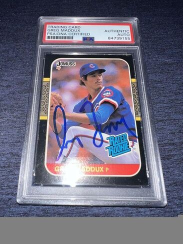 Greg Maddux Signed 1987 Donruss Rookie Card Chicago Cubs HOF PSA/DNA - Baseball Slabbed Autographed Cards in Saudi Arabia