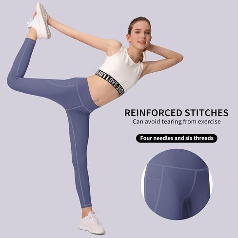 AENLLEY Girls Activewear Leggings with 2 Pockets - Kids High Waist Dance Workout Yoga Pants for Athletic in Saudi Arabia