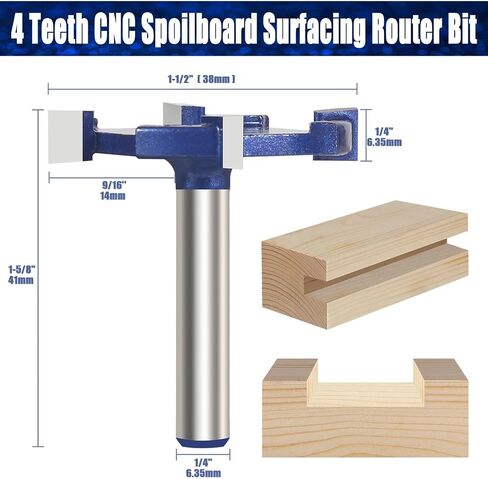 1pc 1/4inch shank 4 carbide eash spanboard surfacing bit for slab تسطيح الخشب بتة بتة بتة. in Saudi Arabia