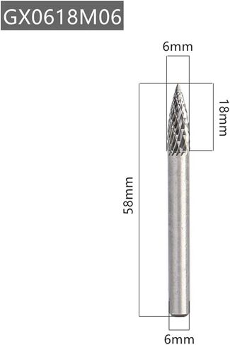 YG8 Alloy Rotary File 1Pc GX Type Double Slot Tungsten Steel Wood Carving Grinding Head Hard Metal for Copper(GX0816M06) in Saudi Arabia