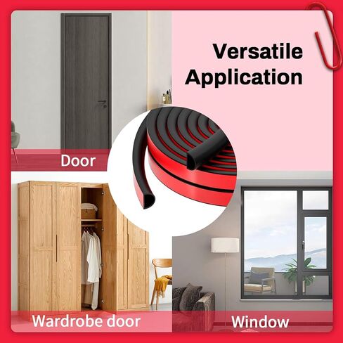 20FT Weather Stripping Door Seal - Self Adhesive Door Weather Stripping,D Shaped Silicone Seal Strip for Doors Frame,Window Seals (Black 3/8" W × 1/4" T) in Saudi Arabia