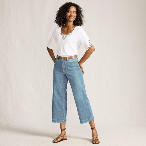 Lands' End Women's Recover Denim High Rise Wide Leg Crop Jeans in Saudi Arabia