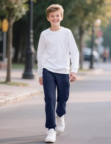 Auranso Boys Cargo Sweatpants Althetic Pants for Kids Joggers Casual Workout with Pockets Drawstring in Saudi Arabia