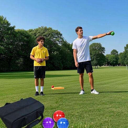 BOCCE BALT BALL BAS مع 8 مقصورات 17 * 9inch مجموعة BOCCE الثقيلة المحمل كيس مقاوم للماء Oxford Cloth Portable Bocce Storage Case for Lawn Beach Yard Outdoor Game Set (BAS ONLY) in Kuwait