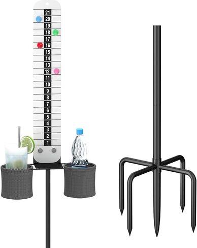 قائمة نقاط قائمة بالقرن مع حامل مشروب ، حارس درجات مغناطيسية مع قاعدة شوكة لألعاب ثقب الذرة ، إكسسوارات كورنول في الهواء الطلق لألعاب الفناء ، الكرة الطائرة ، بيكليال ، بلاك in Kuwait