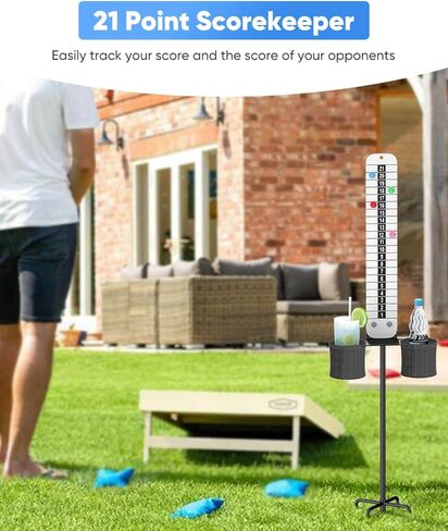 قائمة نقاط قائمة بالقرن مع حامل مشروب ، حارس درجات مغناطيسية مع قاعدة شوكة لألعاب ثقب الذرة ، إكسسوارات كورنول في الهواء الطلق لألعاب الفناء ، الكرة الطائرة ، بيكليال ، بلاك in Kuwait