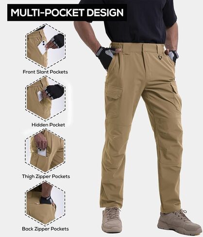 NATUVENIX Lightweight Mens Hiking Pants Quick Dry Travel Pants for Men Water Resistant Work Pants Men with Pockets Outdoor in Kuwait