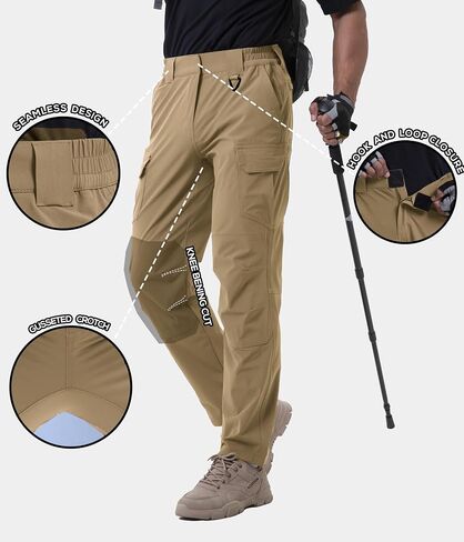 NATUVENIX Lightweight Mens Hiking Pants Quick Dry Travel Pants for Men Water Resistant Work Pants Men with Pockets Outdoor in Kuwait