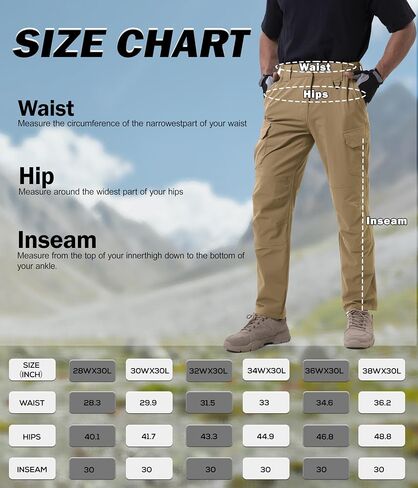 NATUVENIX Lightweight Mens Hiking Pants Quick Dry Travel Pants for Men Water Resistant Work Pants Men with Pockets Outdoor in Kuwait