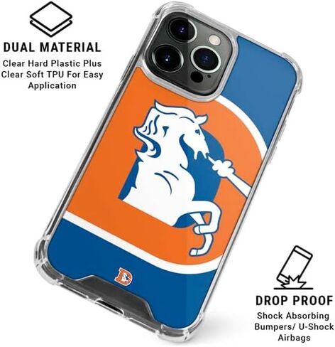 Skinit Clear Phone Case متوافق مع iPhone 15 Pro Max - تصميم شعار NFL Denver Broncos المرخص رسميًا in Saudi Arabia
