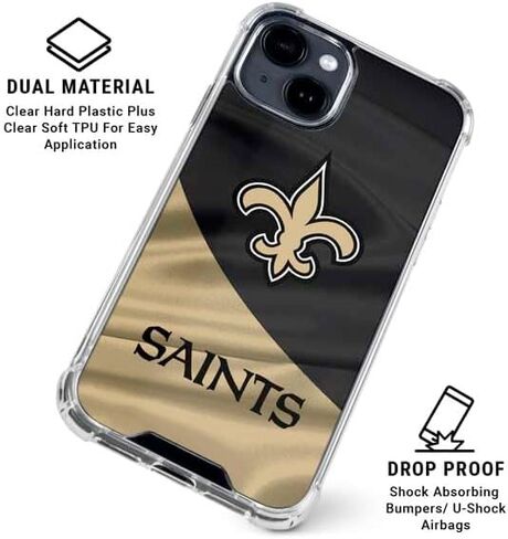 حالة هاتف Skinit Clear متوافقة مع iPhone 15 - تصميم NFL NFL New Orleans Saints مرخص رسميًا in Saudi Arabia