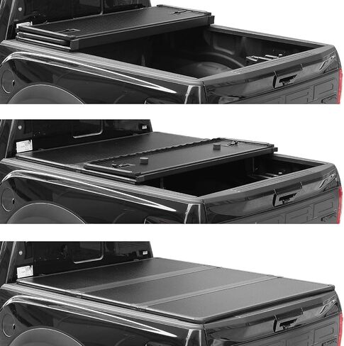 غطاء Lyon 8ft / 98 "غطاء سرير Tri-Fold Hard Tri-Fold متوافق مع غلاف Tonneau 1999-2025 Ford F-250 F-350 F-450 Super Duty Tonneau in Kuwait